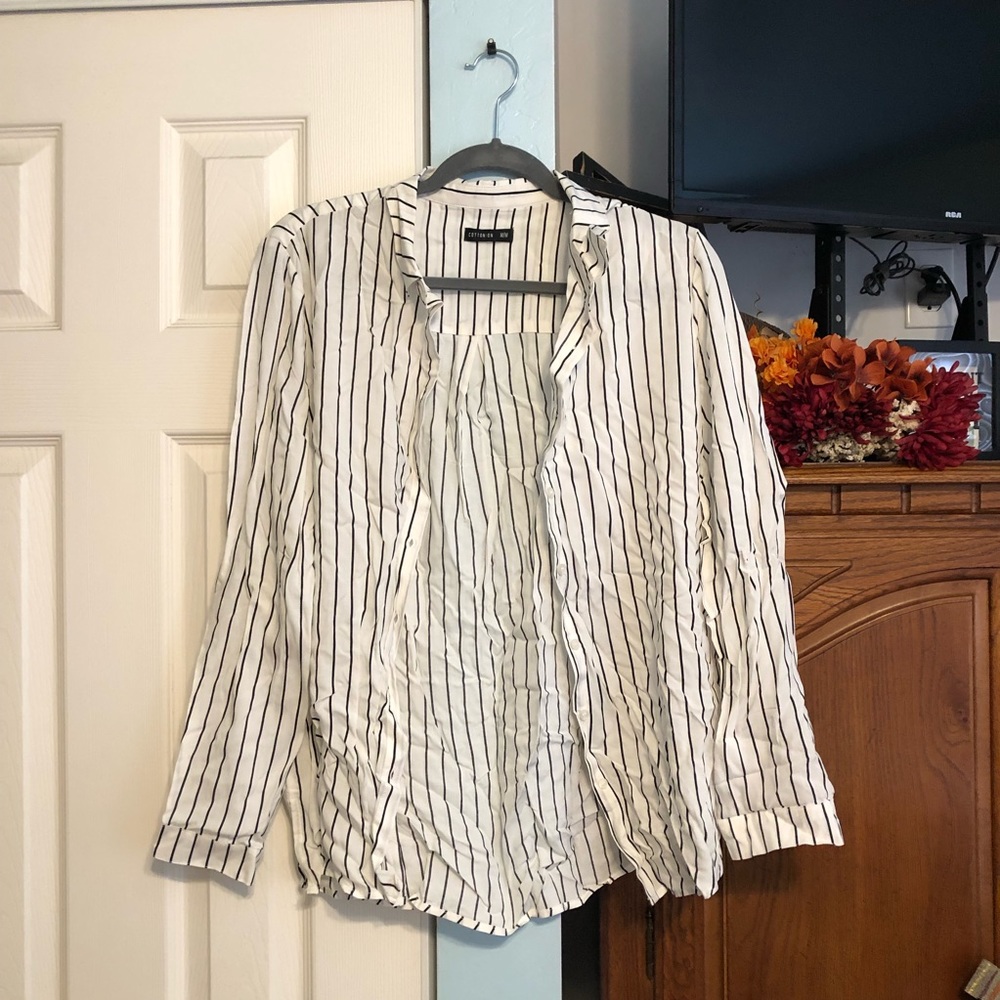 Cotton On Striped Button Down Blouse